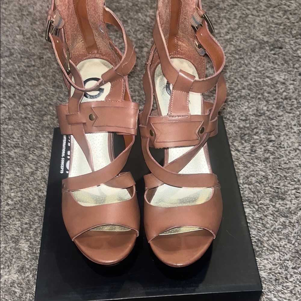 Guess Brown Strappy Heels